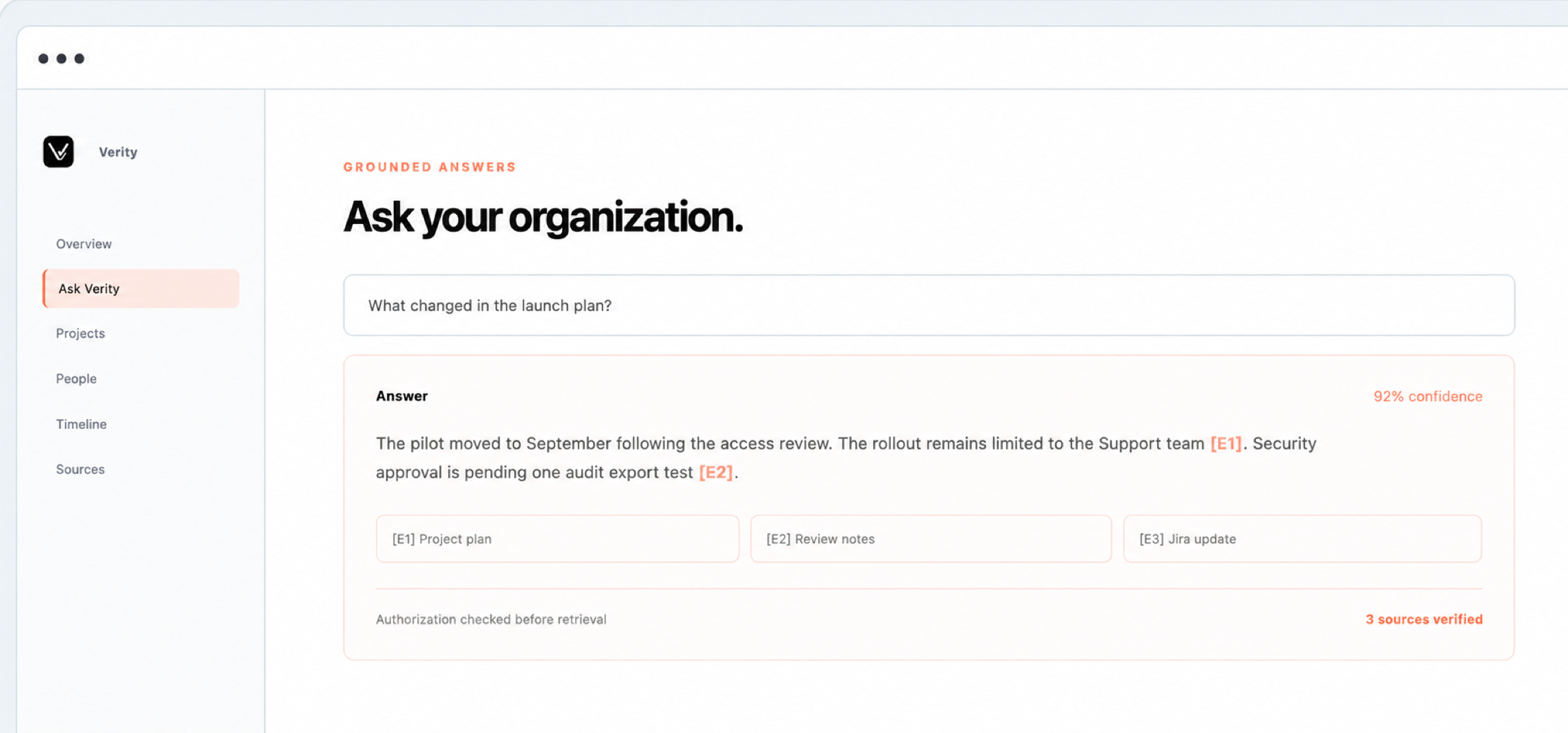 Verity permission-aware answer workspace